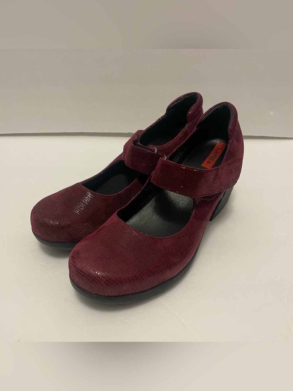 Sanita Icon Commuter Burgandy Leather Platform Clogs Mary Janes Women's 9.5